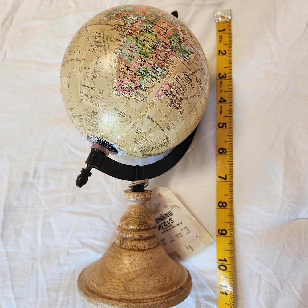 Vintage Style Globe with Wooden Base